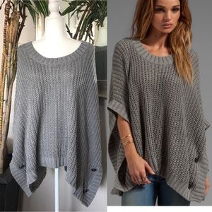 REVOLVE LA MADE Grey Jersey Knit Poncho Sweater L